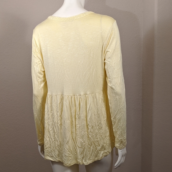 Style & Co. Womens Slub Lace T-Shirt Spring Yellow - Picture 9 of 9